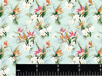 (image for) Blue Tropical Floral Pattern Miniature Wallpaper for Dollhouses