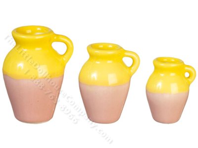 (image for) Miniature Set of 3 Yellow and Pink Vases