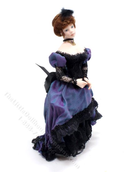 Miniature Porcelain Lady in Purple Ballgown [MJD 3753] | The Little  Dollhouse Company