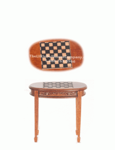(image for) Miniature Walnut Chess Table for Dollhouse