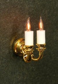 (image for) Miniature 1/2 Scale 12 V Dual-Candle Wall Sconce For Dollhouses