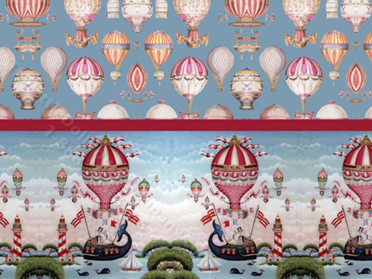 (image for) 1/2 Scale Hot Air Balloon with Boarder Wallpaper for Dollhouses