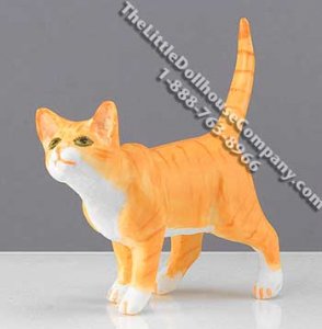 (image for) Dollhouse Scale Model Orange Cat Walking