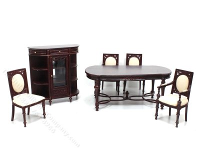 (image for) Miniature Mahogany Six Piece Dining Room Set for Dollhouses