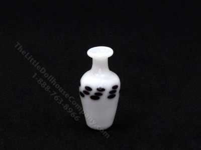 (image for) Dollhouse Scale Model White Black Speckled Glass Vase