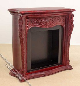 (image for) Miniature Walnut Fireplace for Dollhouses
