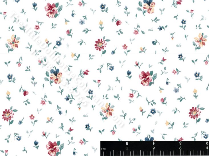 (image for) Red Pansies Miniature Wallpaper for Dollhouses