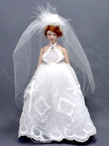 (image for) Miniature Porcelain Doll in Weddng Gown