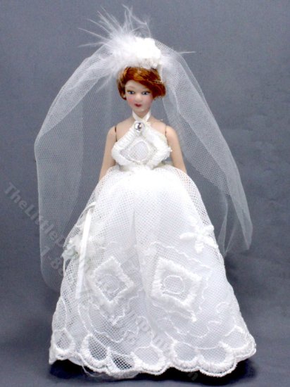 (image for) Miniature Porcelain Doll in Weddng Gown