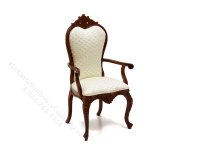 (image for) Miniature Victorian Walnut Armchair for Dollhouses - White