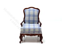 (image for) Miniature Blue Check Walnut Arm Chair