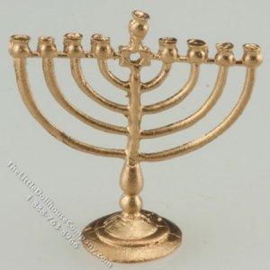 (image for) Miniature Small Gold Menorah For Dollhouses