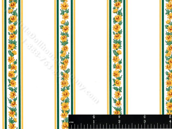 (image for) Sunflower Stripe Pattern Miniature Wallpaper for Dollhouses