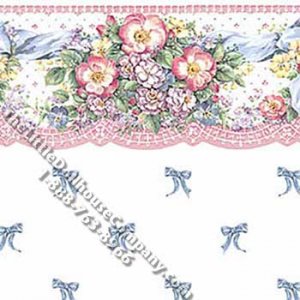 (image for) Flowers & Bows Toss Pattern Miniature Wallpaper for Dollhouses