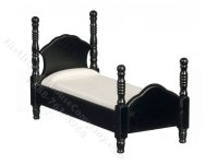 (image for) Miniature Black Twin Bed with White Bedding