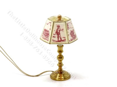 (image for) Miniature 12v Medium Table Lamp for Dollhouses - Toile de Jouy