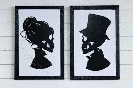(image for) Miniature Pair Rectangular Framed Skeleton Prints