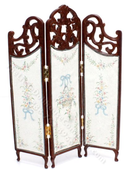 (image for) Miniature Vintage Floral Dresing Screen for Dollhouses
