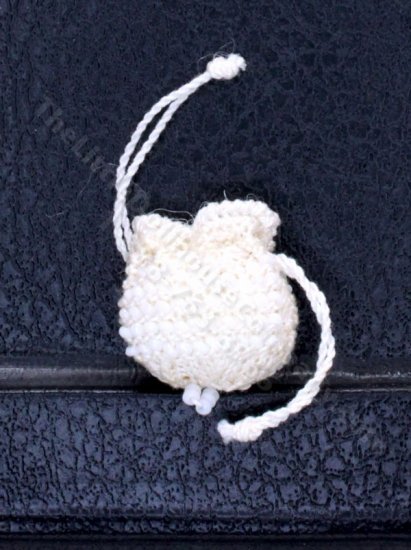 (image for) Miniature Handmade Beaded White Drawstring Purse