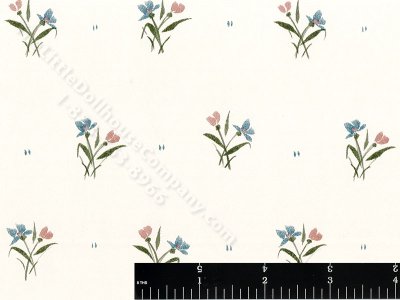 (image for) Pink and Blue Iris Miniature Wallpaper for Dollhouses