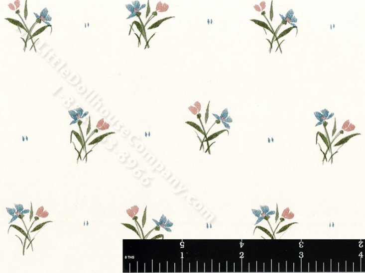 (image for) Pink and Blue Iris Miniature Wallpaper for Dollhouses