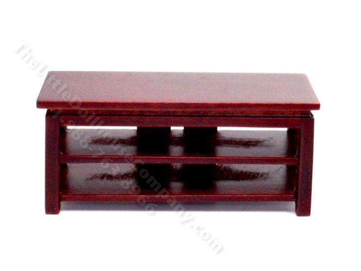 (image for) Miniature Mahogany Television Stand for Dollhouses