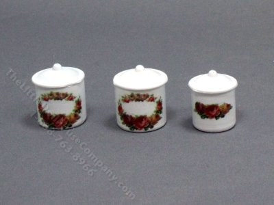 (image for) Miniature Flower Wreath Canister Set for Dollhouses