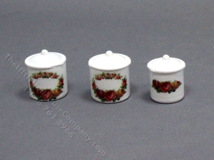 (image for) Miniature Flower Wreath Canister Set for Dollhouses