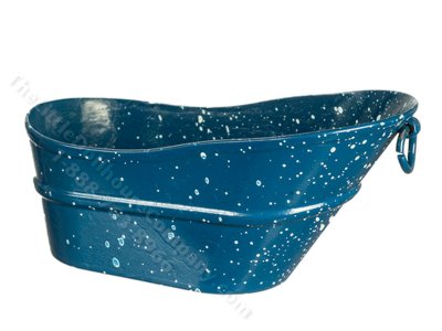 (image for) Miniature Blue Spatter Metal Tub for Dollhouses