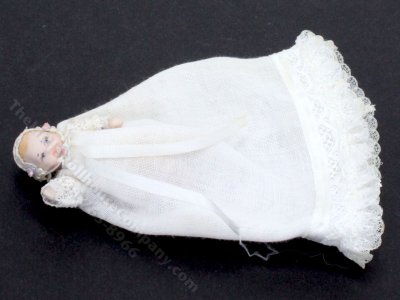 (image for) Miniature Porcelain Baby in Christening Gown