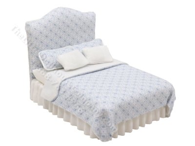 (image for) 1:24 Scale Miniature Blue "Sugar Squares" Bed for Dollhouses
