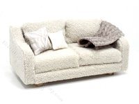 (image for) Miniature Beige Fleece Sofa and Blanket for Dollhouses