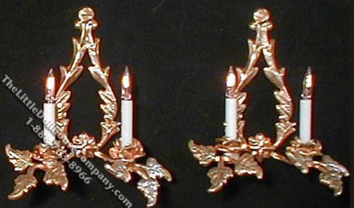 (image for) Dollhouse Scale Model Pair of 12v Rose Gold Sconces
