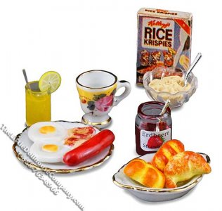 (image for) Miniature American Breakfast Set for Dollhouses