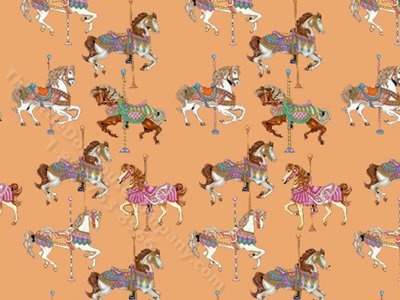 (image for) 1/2 Scale Casousel Horse Wallpaper for Dollhouses