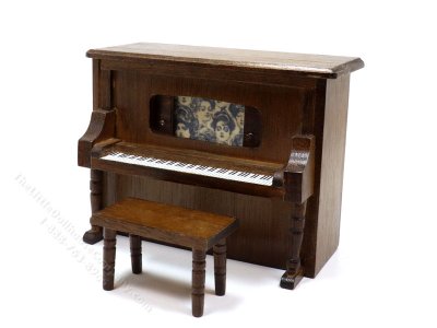 (image for) Miniature Piano Music Box with Stool for Dollhouses