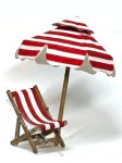 (image for) 1:48 Scale Miniature Beach Chair & Umbrella Kit