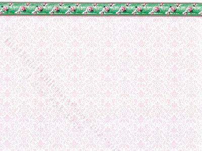 (image for) Pink Damask Pattern Miniature Wallpaper for Dollhouses