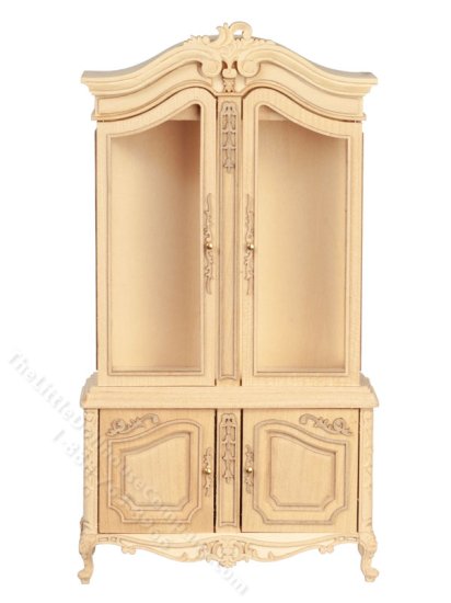(image for) Miniature Unfinished Louis XV Display Cabinet for Dollhouses