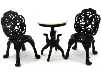 (image for) Miniature Bistro Set with Marble-Topped Table