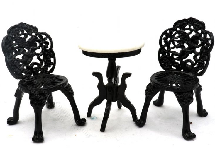 (image for) Miniature Bistro Set with Marble-Topped Table