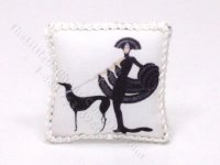 (image for) Miniature Pillow with Woman, Dog, and Braid By Judith Blondell