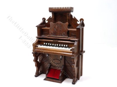 (image for) Vintage Miniature Walnut Pump Organ for Dollhouses by Warren Dick, 1976