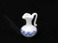 (image for) Dollhouse Scale Model White Blue Speckled Glass Pitcher