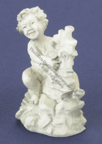 (image for) Miniature Gray Boy On Seahorse For Dollhouses