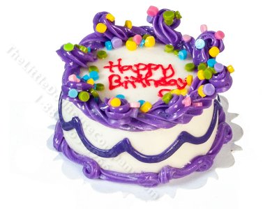 (image for) Miniature Purple Birthday Cake for Dollhouses
