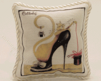 (image for) Miniature Pillow with Cat Print by Judith Blondell