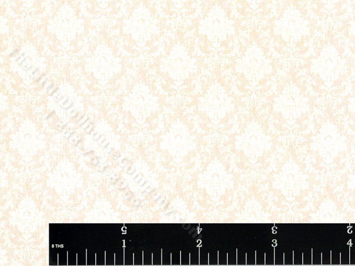 (image for) Pale Beige Damask Pattern Miniature Wallpaper for Dollhouses
