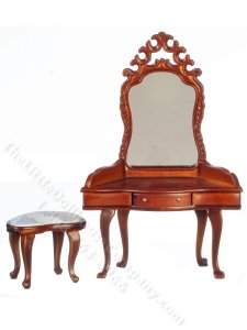 (image for) Miniature Walnut Dressing Tabble for Dollhouses