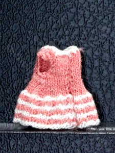 (image for) Miniature Pink and White Handknit Doll's Dress